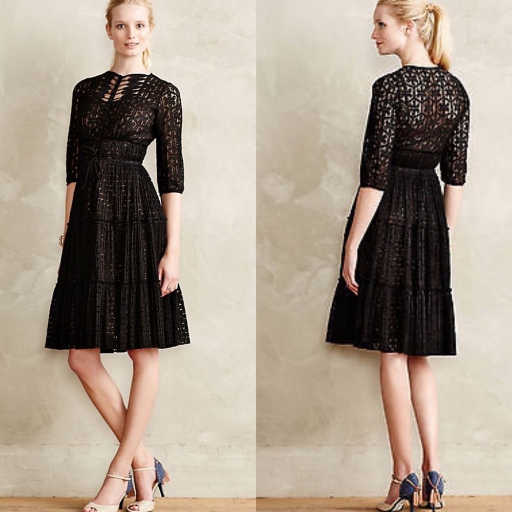 Anthropologie | Prairie Dusk Dress Black Romantic